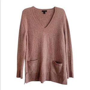 J Crew Merino V Neck Front Pocket Tunic Sweater